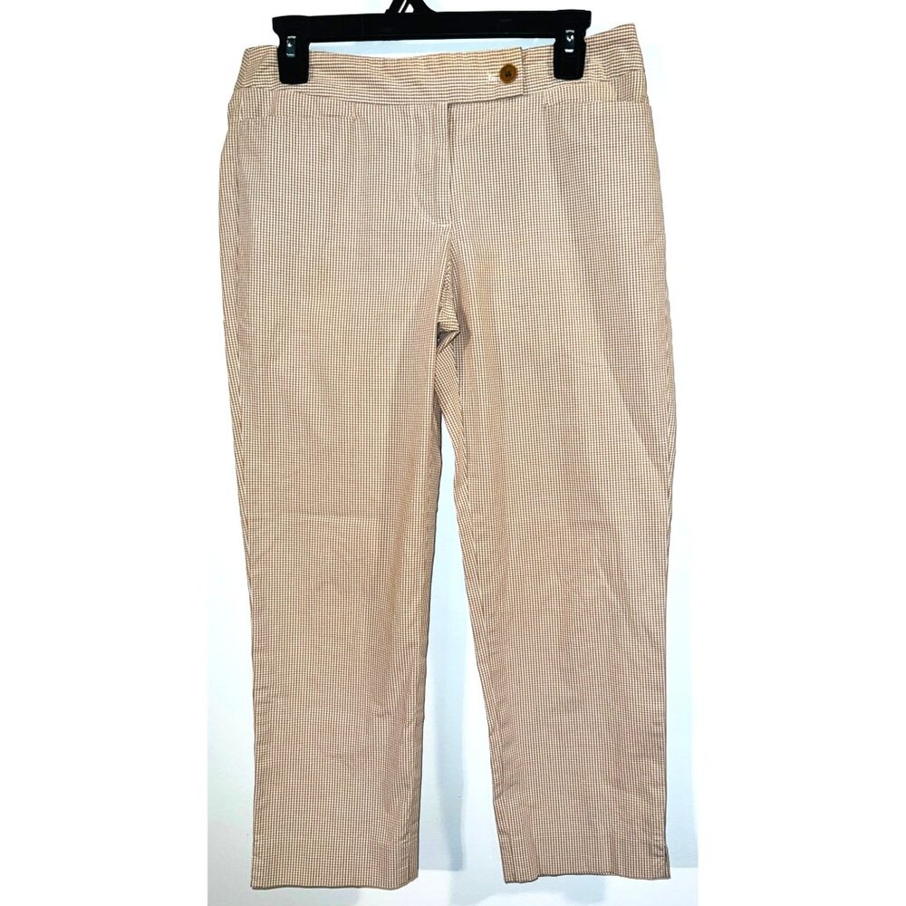Talbots Womens Brown & White Stripe Pants Size 2 Classic Fit Cotton Blend